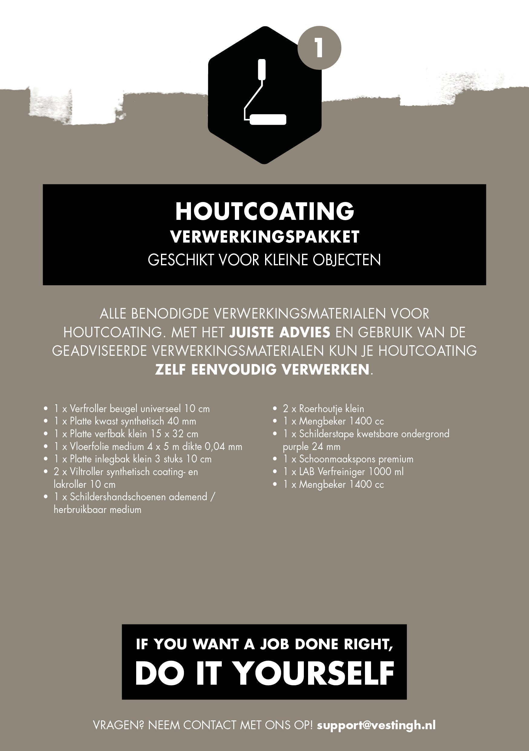 Houtcoating verwerkingspakket